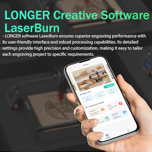 Longer RAY5 New Upgrade Laser Engraver, Laser Cutter 10W Output Power, Engraving Speed Up to 24,000 mm/min, 3.5” Color Touch Screen, App Offline Control, DIY Engraver Tool for Metal/Glass/Wood Longer