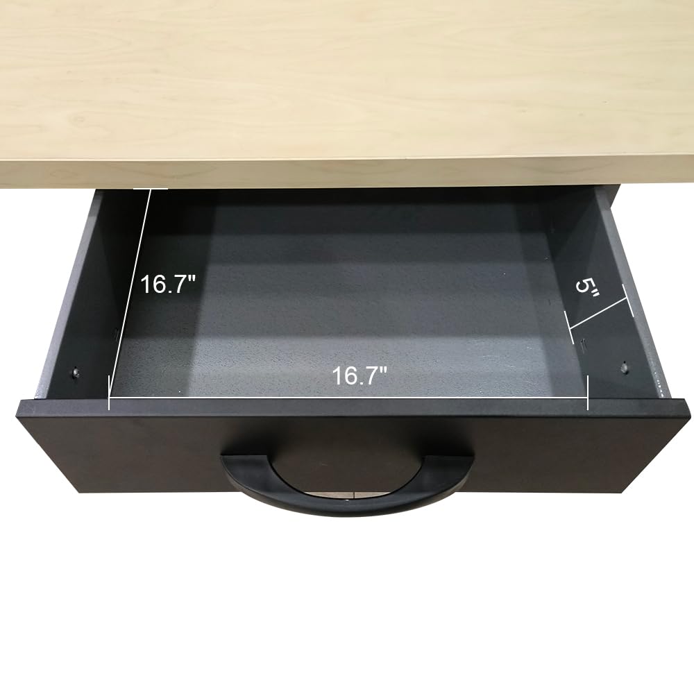 JZD Metal Storage Garage Workbench with Drawer, Wood Worktop, Steel Chest 47.2 x 23.6 x 32.3 Inches JZD