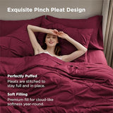 Bedsure Twin Comforter Set Dark Red - Bed in a Bag Twin Size Bedding 5 Pieces, GentleSoft™ Pintuck Bed Set Gift for Family, Pinch Pleat Dark Red Comforter with Sheets, Pillowcase & Sham Bedsure