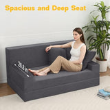 MeMoreCool Folding Futon Couch Queen – Boneless Corduroy Sofa Bed, Convertible Foam Floor Lounger with Pillow & Washable Cover, Foldable Sleeper for Living Room, Bedroom, Guest Space MeMoreCool