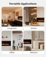 EUHOMY 60 Inch Electric Fireplace Recessed Wall Mounted with Remote Control, Fireplace Heater with Adjustable Flame Color, Linear Fireplace with Timer, Log & Crystal, 750/1500W (2026 Upgrade) E EUHOMY