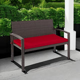 Best Choice Products Outdoor Bench 2-Person Wicker Garden Patio Benches Seating Furniture for Backyard, Porch w/Seat Cushion, 700lb Capacity - Brown/Red Best Choice Products
