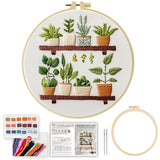 JOZYSH Full Range Embroidery Kit for Adult, Green Plant Pattern Embroidery Kit for Beginners Include Embroidery Cloth Hoops Threads for Craft Lover Hand Stitch with Embroidery Skill Techniques