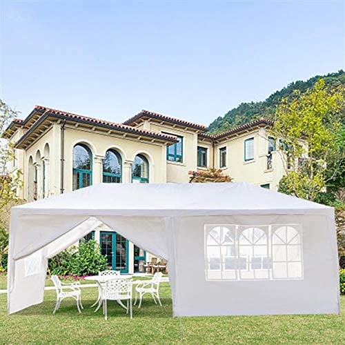 CAIDE-STORE White 10x20 ft Outdoor Waterproof Canopy Tent for Party Wedding Heavy Duty Patio Garden Gazebo Pavilion with Windows and Removable Sidewalls 6-Side Wall CAIDE-STORE