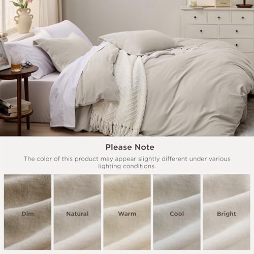 Bedsure Duvet Cover King Size - 3 Pieces Prewashed Cotton-Like Extra Soft Bedding Set, Includes 1 Duvet Cover 104x90 Inches with Zipper Closure & 2 Pillow Shams, Linen, Comforter Not Included Bedsure