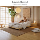 homary Japanese Style Bed Frame, 6.3" Low Profile Tatami Platform Bed Frame with Carbon Steel Slats & Wood-Finished Metal Floor Frame, No Box Spring Needed, Fits Queen Mattress homary