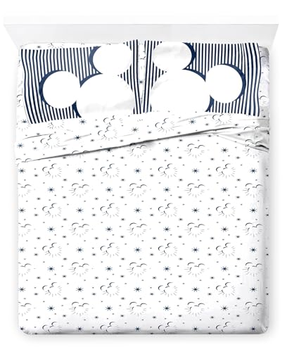 Jay Franco Kids Sheet Set with Fitted, Flat Sheets & Pillow Cover - Ultra-Soft Bedding with Pillowcase for Room Decor, White - Mickey Mouse, 4 Piece King Jay Franco
