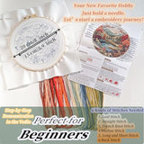 FONNUY Embroidery Kit for Beginners, Boho Nature Landscape Pre-Stamped Pattern Kits for Adults with Hoop, Easy to Follow Color Thread Needlework, 8'' Hoop (Flowers Hills)