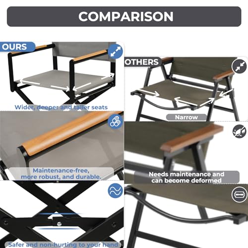 Grand patio 11-Piece Outdoor Dining Set, 10 Extra-Wide Folding Chairs & 1 Rectangle Expandable Table for 6-8 Person, Sling Mesh Patio Chairs with Wood Grain Table for Yard, Poolside, Deck, Gray Grand patio