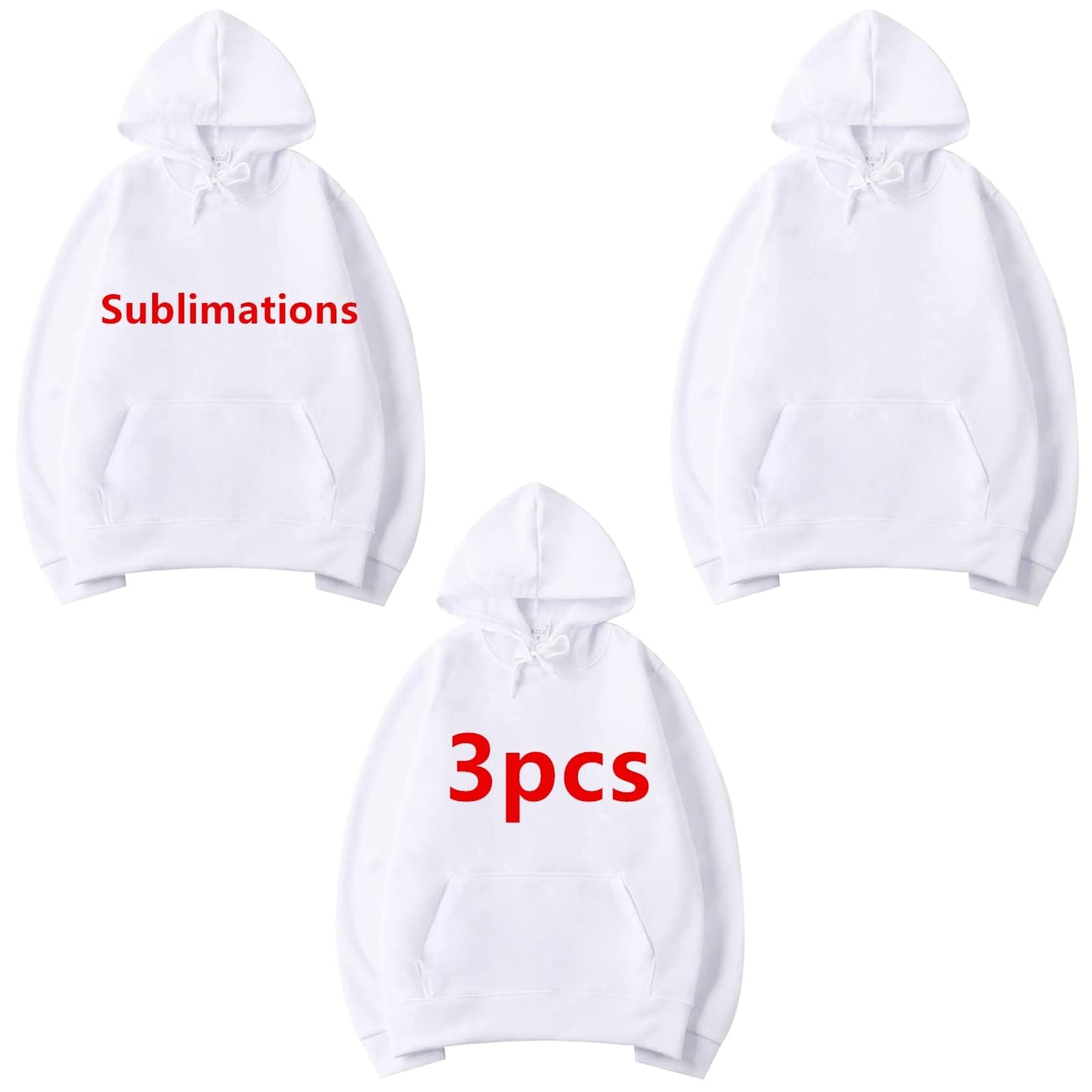 AiDiYGECO 3pcs Sublimation Hoodies Blank Men 100 Polyester Hoodie For Sublimation (2XL)