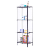 WISLAS 4 Tier Storage Racks Shelving, Heavy Steel Pantry Shelves, Adjustable Wire Shelving Rack, Suitable for Garage, Kitchen, Bathroom, Office, 16" W x 12" D x 50" H, Black WISLAS