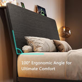 Einhomn Twin Bed Frame with Ergonomic Wooden Storage Headboard, LED Bed Frame with Charging Station, 12" UnderBed Storage, Heavy-Duty Metal Base, No Box Spring Needed, Easy Assembly, Black Einhomn