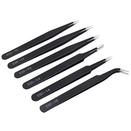 6PCS Precision Tweezers Set, Upgraded Anti-Static Stainless Steel Curved of Tweezers, for Electronics, Laboratory Work, Jewelry-Making, Craft, Soldering, etc, by kaverme. kaverme