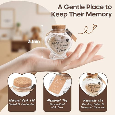 BluBrk Dog Memorial Gifts for Loss of Dog – Rotating Wooden 4x6 Picture Frame with Fur Keepsake Jar & Writable Name Card, Pet Remembrance Sympathy Gift for Dog & Cat Lovers (Brown) BluBrk
