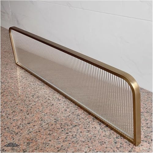 Countertop Low Fence Divide, Restaurant Decorative Partitions Grille,Dividers for Dining Areas,Gold Stainless Steels Frame Tempered Glass Panel, for Office, Restaurant, Hotel Bar (39.4 * 11.8IN) HLHHDFC