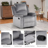 EBELLO Classic Manual Recliner Chair, Soft Microfiber Recliner Sofa with Overstuffed Arms and Back Single Reclining Couch for Living Room, Bedroom, Grey