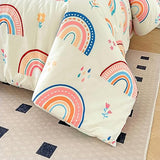 Btargot Lightweight Soft 3 Piece Rainbow Comforter Set with 2 Pillow Covers, Cartoon Love Hearts Flowers and Grass Bedding Set for Girls Boys Kids, Full Multi-Color Btargot