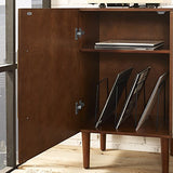Crosley Furniture Everett Record Player Stand with Storage for Vinyl Records, Mahogany Crosley
