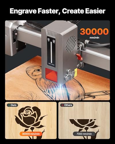 VEVOR Laser Engraver, 20W, Laser Engraving and Cutting Machine with Enclosure Camera, Laser Cutter, 15.7 x 15.7 in Working Area, 30000 mm/min, for Wood, Leather, Glass, Paper, Certain Metal, Class 1 VEVOR