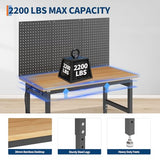 60" Heavy Duty Adjustable Workbench with Pegboard,2000 LBS Capacity ExploreHorizon