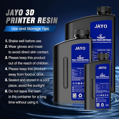 JAYO Water Washable ABS-Like Resin 2KG, 3D Printer Resin 405nm UV Standard Rapid Photopolymer Resin for LCD/DLP/SLA 3D Printer, High Precision, Non-Brittle, 1KG Bottle, 2 Pack, Grey+White