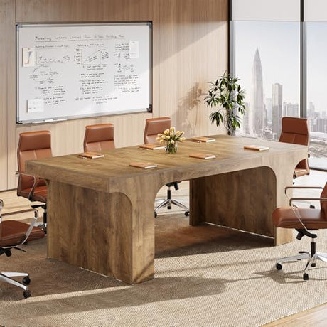 Tribesigns 70.87" W x 31.5" D Executive Conference Table for 6-8, Large Office Meeting Table, Simple Computer Writing Desk Workstation for Meeting Room, Boardroom, Wood Grain Tribesigns