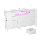 LIVEHOM Dresser TV Stand with Power Outlet & LED for 45'' TV, Long Dresser for Bedroom with 12 Drawers, Wide Console Table for Storage in Closet, Living Room, Entryway, Wood Top LIVEHOM