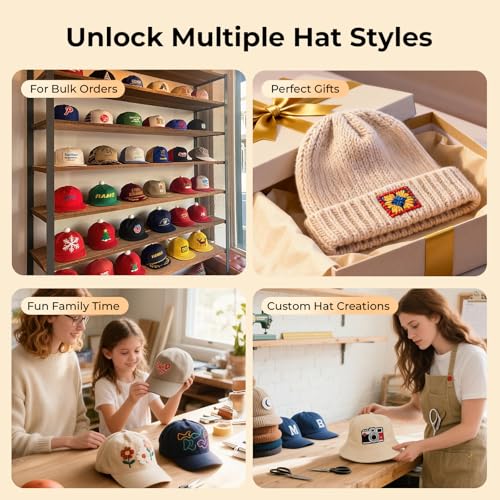 HTVRONT Auto Hat Press Machine - Hat Heat Press Machine with Precise Temp&Timer Control, Hat Heat Press Machine for Caps with 2 Platens, Compatible with DTF Film, Embroidery, Sublimation (Blue) HTVRONT