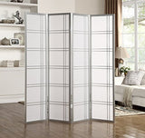 Roundhill Furniture Seto 4-Panel Room Divider Screen, Silver Roundhill Furniture