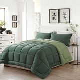 DOWNCOOL Twin Comforter Set -All Season Bedding Comforters Sets with 1 Pillow Case -2 Pieces Bed Set Down Alternative Comforter Set -Double Green Twin Bedding Sets(64"x88") DOWNCOOL