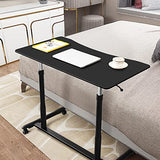 COSTWAY Mobile Height Adjustable Standing Desk, Compact Pneumatic Sit to Stand Computer Desk w/Lockable Casters, Ergonomic Rolling Laptop Table w/Steel Frame for Home Office (Black) COSTWAY
