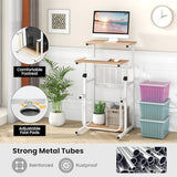 Tangkula Small Standing Desk, Height Adjustable Teacher Podium Stand, Compact Standing Table Lectern Podium, Laptop Desk with Footrest, Suitable for Sitting or Standing Tangkula