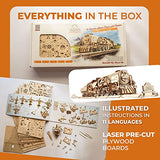 UGEARS 3D Puzzles for Adults - V-Express Steam Train with Tender Idea- 3D Wooden Puzzle Model Kits for Adults and Teens Building Kit Wooden Model Kits UGEARS