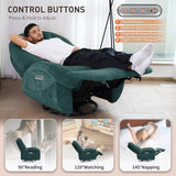 EONIX Stylish Power Swivel Rocker Recliner Chair for Living Room, Rocking All Positions, Dual Motor Independently Controlled Backrest and Headrest, USB Charging Port, Green, SXXY005021