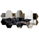 Mirror Wall Stickers, 12PCS Hexagon Mirror Art DIY Home Decorative Hexagonal Acrylic Wall Sheet Plastic Tiles Home Living Room Bedroom Sofa TV Background Wall Decal Decoration (Silver) MCLEULLA