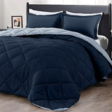 downluxe King Size Comforter Set - Blue and Sapphire King Comforter, Soft Bedding Sets for All Seasons -3 Pieces - 1 Comforter (104"x92") and 2 Pillow Shams(20"x36") downluxe