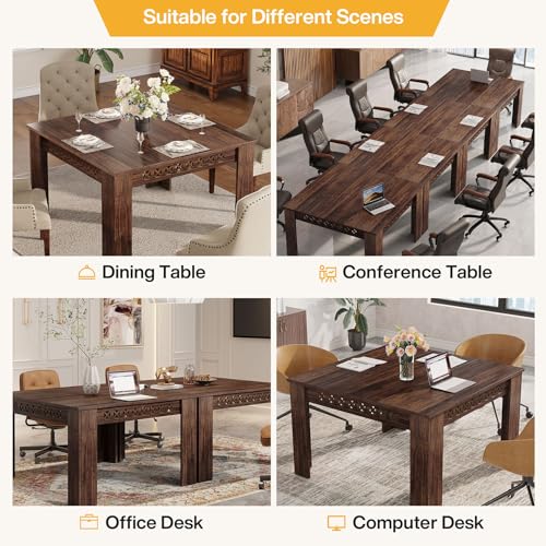 Tribesigns 43" Square Dining Table for 4, 2-4 Person Farmhouse Wood Dining Room Table (Rustic Brown, Heavy Duty Legs) - WoodArtSupply