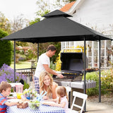 Grill Gazebo 8'x 5' Outdoor Grill Canopy BBQ Gazebo w/Air Vent, Barbecue Gazebo Canopy with 7 Hook Tools for Patio Backyard Barbecue Picnic, Black FUNG YARD