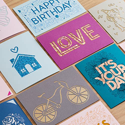 Cricut Cutaway Cards R40, Intricately Design Birthday Cards, Thank You Cards, Custom Greeting Cards, Holographic Backer, Compatible with Cricut Joy/Maker/Explore Machines, Pastel Sampler (12  - WoodArtSupply