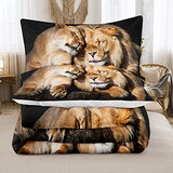 Bodhi Lover Couple Lion Comforter Set King Soft Microfiber Lion Bedding Set King Size Animal Comforter Set with Pillowcases,1 Comforter+2 Pillow Shams #4004 Bodhi
