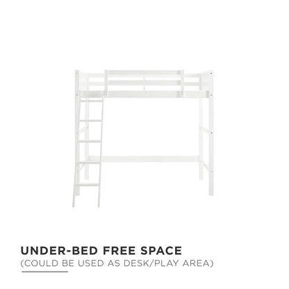 DHP Moon Bay Twin Loft Bed with Ladder - Stylish White Wooden Design for Kids