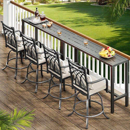 YITAHOME 39" Weatherproof Outdoor Bar Table - Sturdy Black Patio Table for Garden, Balcony, Poolside - WoodArtSupply