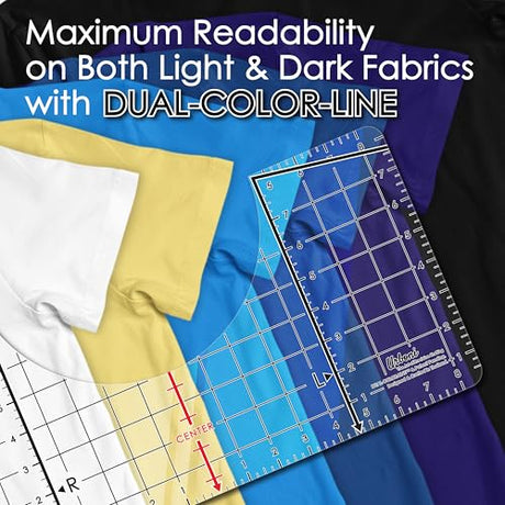 (Upgraded - XL Size) Tshirt Ruler Guide Vinyl Alignment - Shirt Measurement Tool Placement Center Design, DTF Template, Left Chest Logo, Accessories for Cricut, Heat Press Sublimation Iron on HTV Urboni
