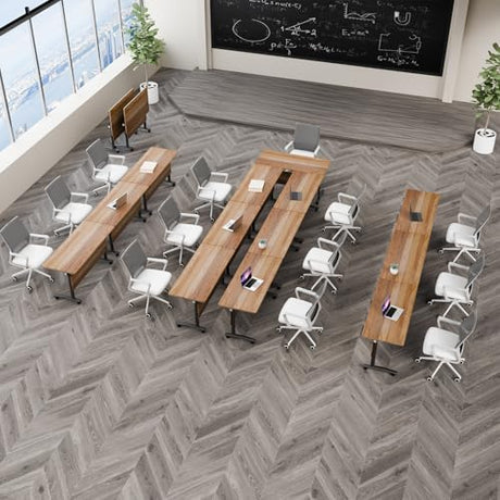 Usosidam Folding Conference Room Table with Wheels, Modular Flip-Top Conference Tables for Training Rooms, Classrooms & Seminars, Mobile Conference Table for Multi-Person Meetings Usosidam