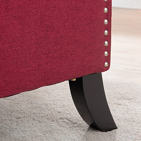 Push Back Recliner Chair,Easy Chairs for Small Spaces,Comfy Armchair,Reading Recliner Chairs for Adults,Living Room Accent Chair, Wingback and Rivets Design for Modern Recliner Chair (Red) NITYASUNDARA