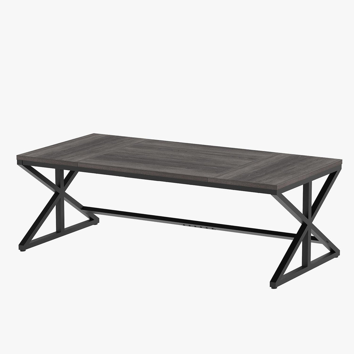 IBF Long Grey Computer Desk, Modern Large Wood Metal Office Desk, Industrial Pc Study Gaming Writing Table for 2 Person, Executive Workstation for Home Bedroom Living Room, Dark Gray, 70 Inch IBF