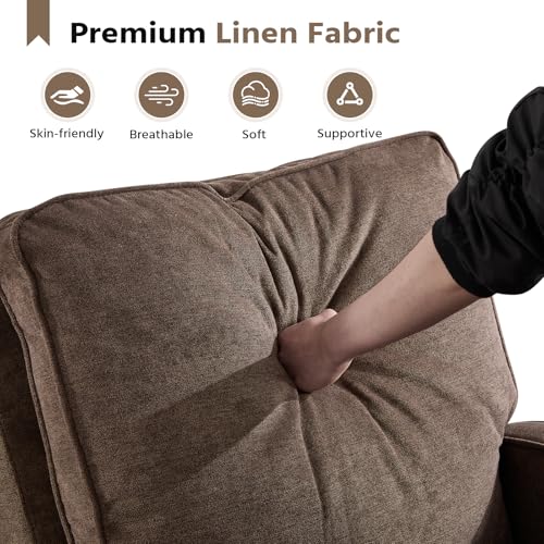 ANJ 360° Swivel Rocker Recliner Chair for Adults, Classic Manual Glider Recliners with Overstuffed Backrest, Upholstered Rocking Reclining Sofa Chair for Living Room, Brown