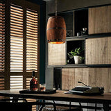 Newrays Antique Wood Wine Barrel Pendant Lamp Hanging Rustic Unique Kitchen Bar Ceiling Lamp Light Fixtures (XS) Newrays