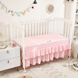 NacoMoco 3-Piece Tufted Ruffle Crib Bedding Set for Girls - Ultra Soft Baby Bedding Set Includes Boho Crib Comforter, Sheet & Skirt (Light Pink) NacoMoco