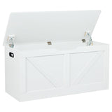 Timberer 39.4" Storage Chest, Wooden Storage Bench, Large Storage Trunk with 2 Safety Hinges, Entryway Shoes Bench for Living Room, Bedroom, White Timberer